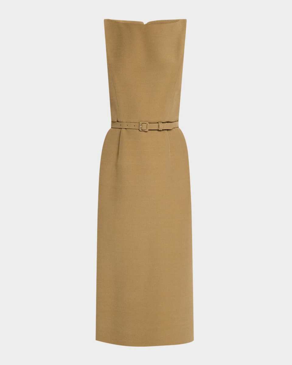 Blaire Belted Midi Silk Wool Dress
